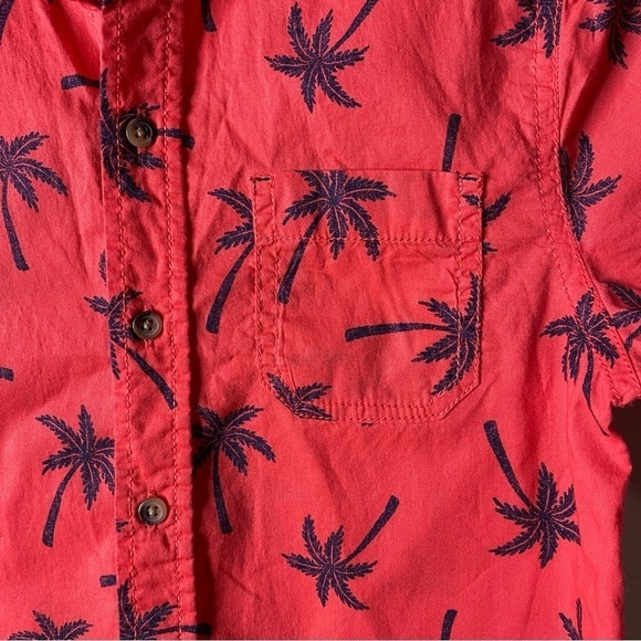 Arizona Jean Co Red and Black Palm Tree Print Collar Shirt  Boys Size M - Picture 5 of 7